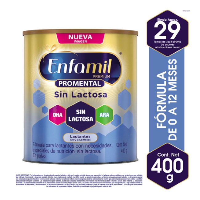 Leche Enfamil Premium Promental Sin lactosa - Lata 400g (4 unidades) - Peque  Ayuda