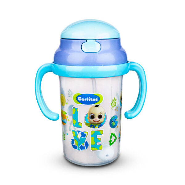 Taza de Alimentación Carlitos Boquilla Sorbete con Agarradera 280ml 6M+ Celeste