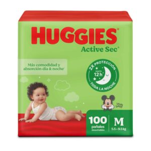 Pañales Huggies Active Sec Etapa 2/M  Más Comodidad y Absorción 100U