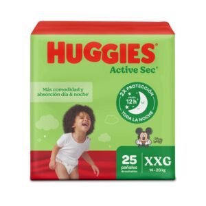 Pañales Huggies Active Sec Etapa 5/XXG  Más Comodidad y Absorción 25U