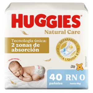 Pañales Huggies Natural Care Etapa 1/RN Suavidad Insuperable 40U