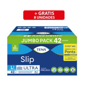 Pañal Tena Slip Ultra Jumbo Pack L x 42 + GRATIS 8 UNIDADES