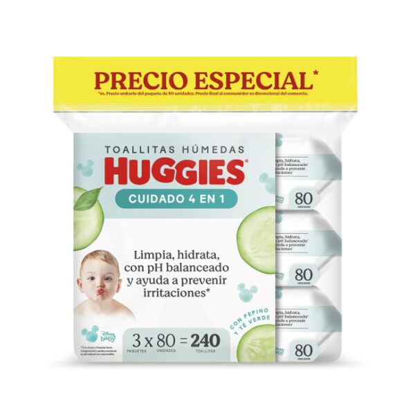 Toallitas Húmedas de Limpieza Huggies Cuidado 4 en 1 x 240