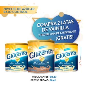 Combo Glucerna vainilla 400g x 2 + Glucerna Chocolate 400g x 1 (gratis)