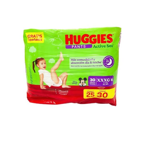 Pañal Huggies Active Sec Pants Xtra-Flex XXXG x 30 (18 a 25Kg)