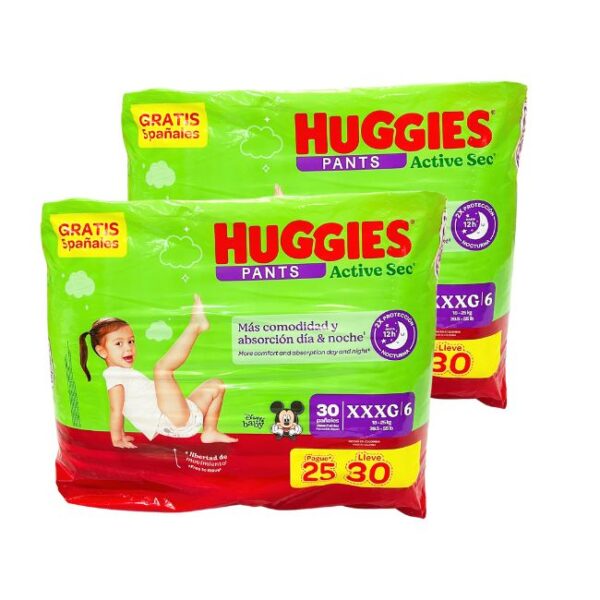 Pañal Huggies Active Sec Pants Xtra-Flex XXXG x 60 (18 a 25Kg)