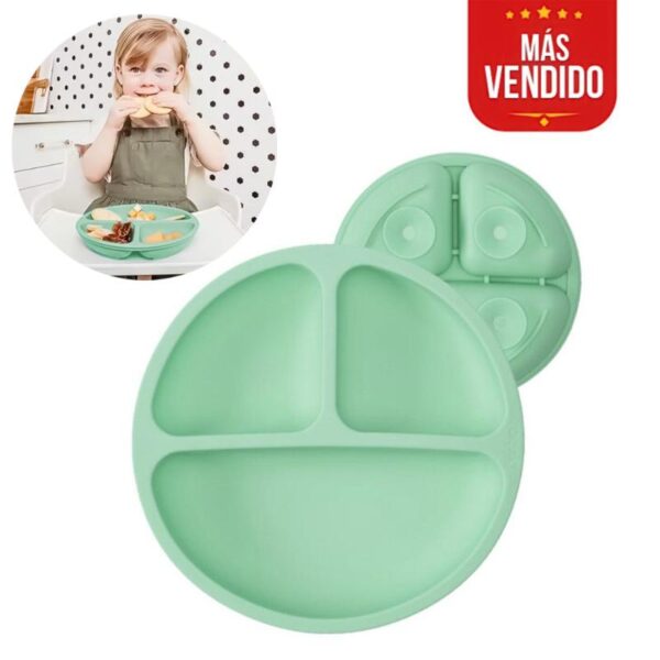 Plato de Silicona Verde 4 Ventosas Úpale