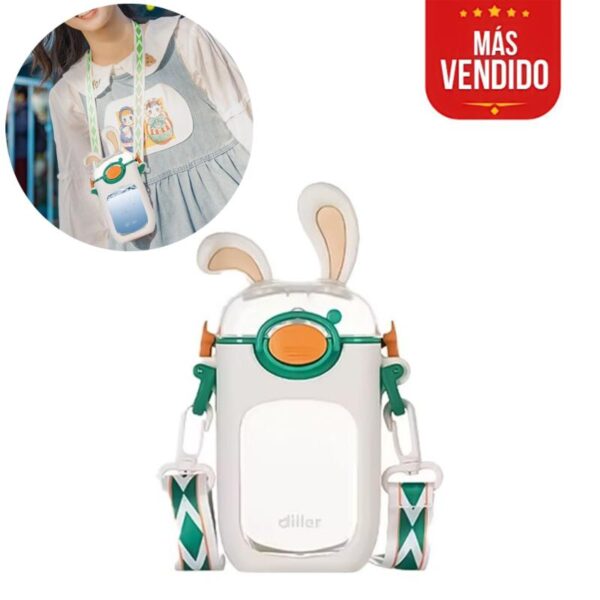 Tomatodo Plástico para Niños con Sorbete Conejo Blanco Verde 400ml Úpale