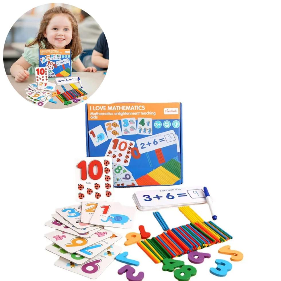 Tarjetas De Números De Madera Con Caja – Set De 1 A 9000, Aprendizaje De Matemáticas Para Niños +3 Años