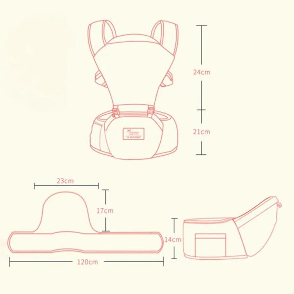 Canguro Babyroo Rosado Hipopótamo Creciendo Juntos dimensiones