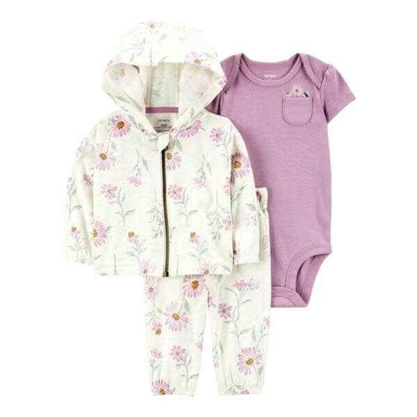Set de 3 piezas Carters capucha lila 12m