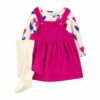 Set de piezas Carters Vestido rosa/blanco 12m
