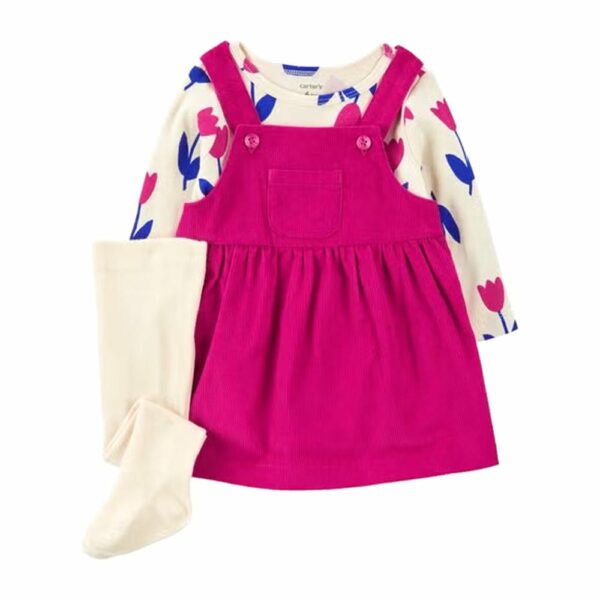 Set de piezas Carters Vestido rosa/blanco 12m
