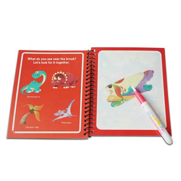 Libro Mágico de Agua para Niños Dinosaurios abierto