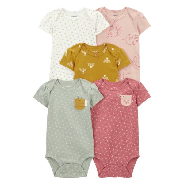 Pack de 5 bodies de manga corta para bebé 12M