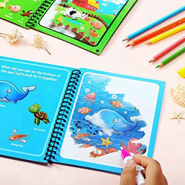 Libro Mágico de Agua para Niños Animales Marinos uso