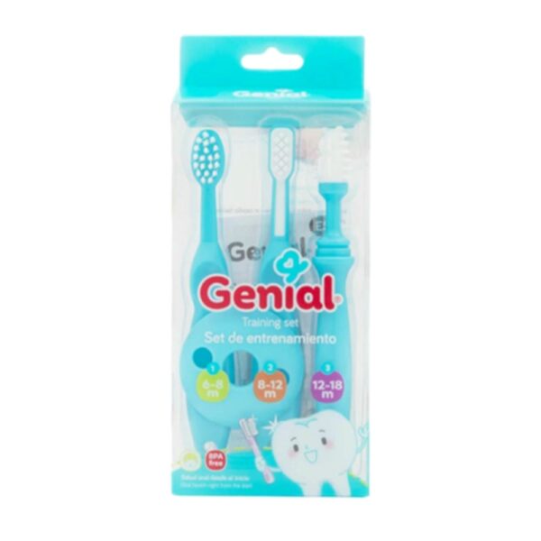 Set de Cepillos de Entrenamiento Genial 3 en 1 6M+ Celeste