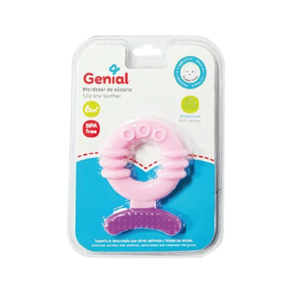 Mordedor de Silicona Genial 6M+ pez Rosa - Morado paquete