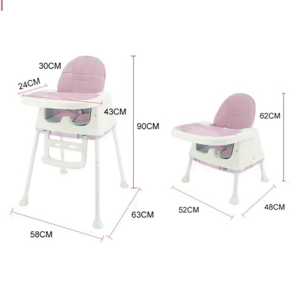 Silla De Comer Isabella Rosada Con Ruedas Y Reposa Pies Úpale nuevo 1