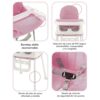 Silla De Comer Isabella Rosada Con Ruedas Y Reposa Pies Úpale nuevo 2