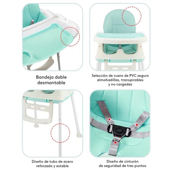 Silla De Comer Isabella Verde Con Ruedas Y Reposa Pies Úpale nuevo 2