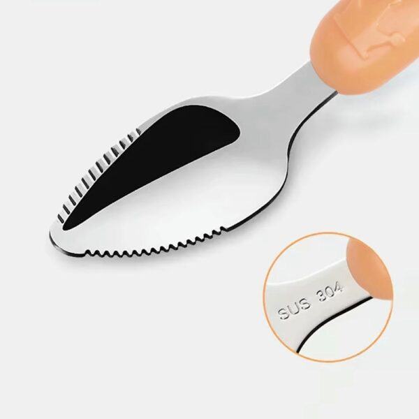 Cuchara Doble Silicon y Acero raspa fruta con Caja Melón Formosa parte metal