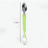Cuchara Doble Silicon y Acero raspa fruta con Caja Verde Formosa medidas