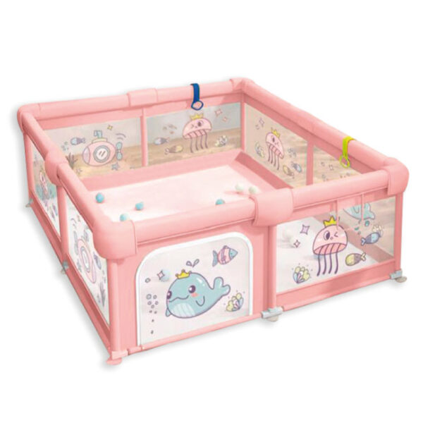 Corral de juegos para bebé con Pelotas Mundo Marino Rosado 180x200 cm Creciendo Juntos