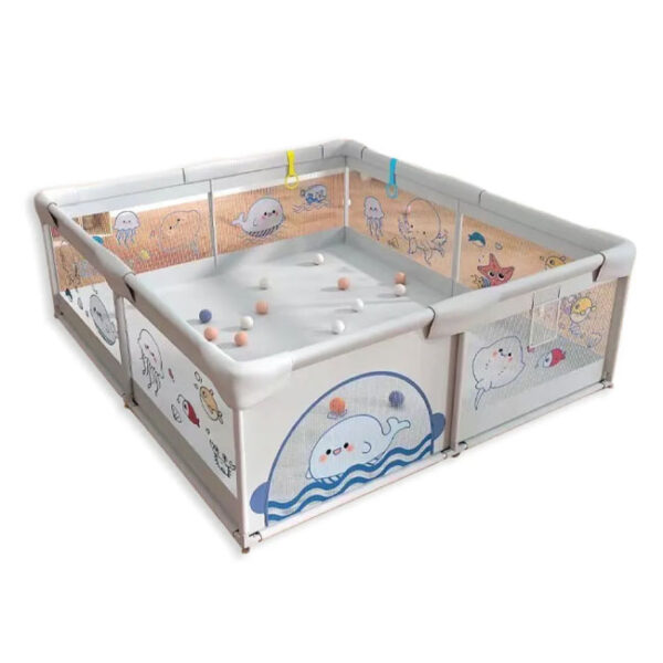 Corral de juegos para bebé con Pelotas Mundo Marino Gris 180x200 cm Creciendo Juntos