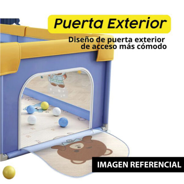 Corral de juegos para bebé con Pelotas Mundo Marino Gris 180x200 cm Creciendo Juntos puerta