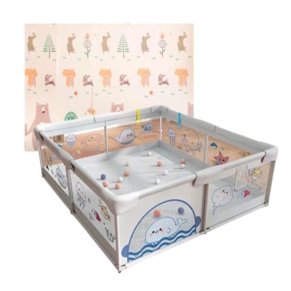 Corral de juegos para bebé con Pelotas Mundo Marino Gris 180x200 cm Creciendo Juntos vista