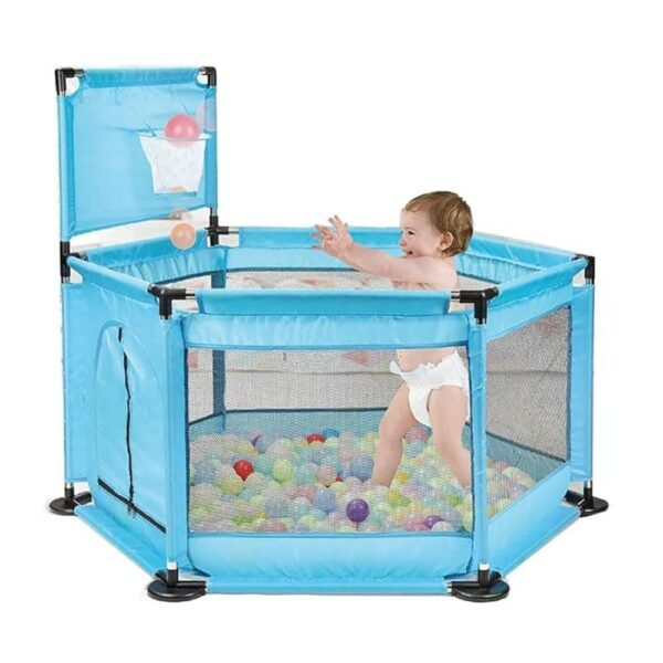 Corral Hexagonal Con Cesta De Baloncesto 125x61x62cm Azul Prime uso