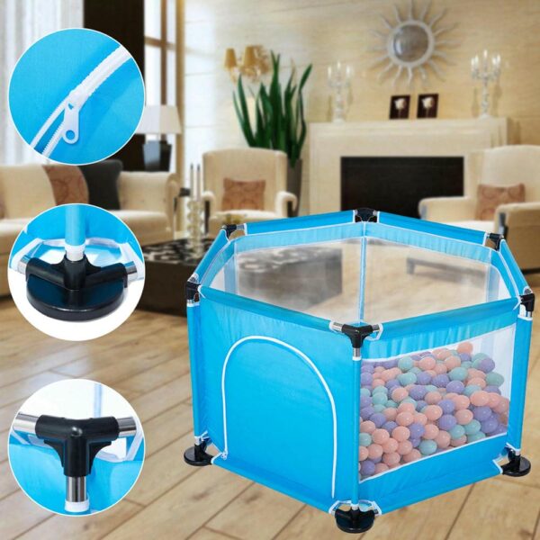 Corral Hexagonal Con Cesta De Baloncesto 125x61x62cm Azul Prime partes