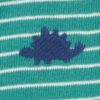 Camiseta de Algodón a Rayas Manga Corta Dinosaurio Verde 3M textura