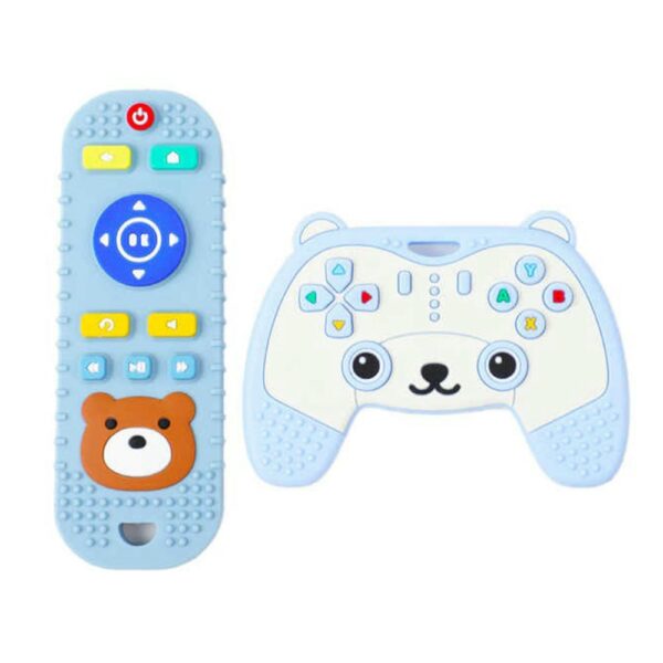 Set Masticador Para Bebes Palanca De Play + Control Remoto Celeste Úpale
