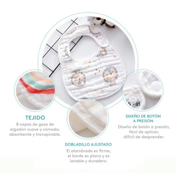Babero De Tela Pack x2 Arcoíris Úpale detalles