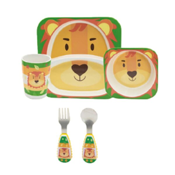 Set Genial de 5 piezas Platos + Vaso + Cubiertos León