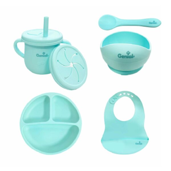 Set de Alimentación Completo de Silicón Genial 6M+ Celeste piezas