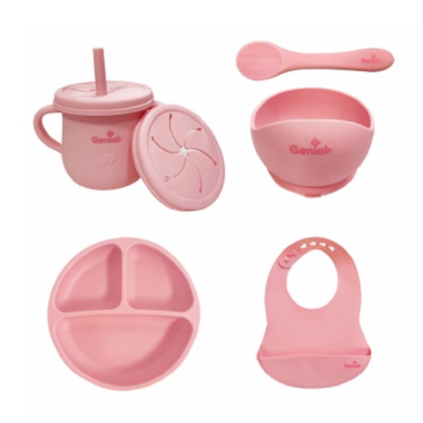 Set de Alimentación Completo de Silicón Genial 6M+ Rosado piezas