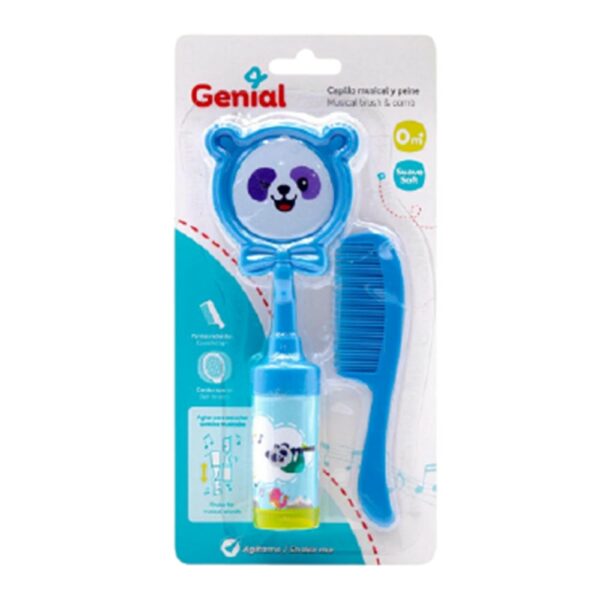 Set de Cepillo Musical y Peine Genial 0m+ Panda Azul