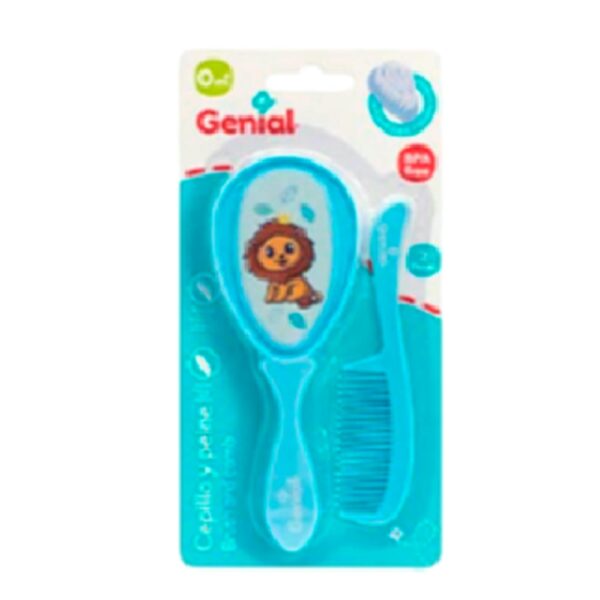 Set de Cepillo y Peine Genial 0m+ León Azul