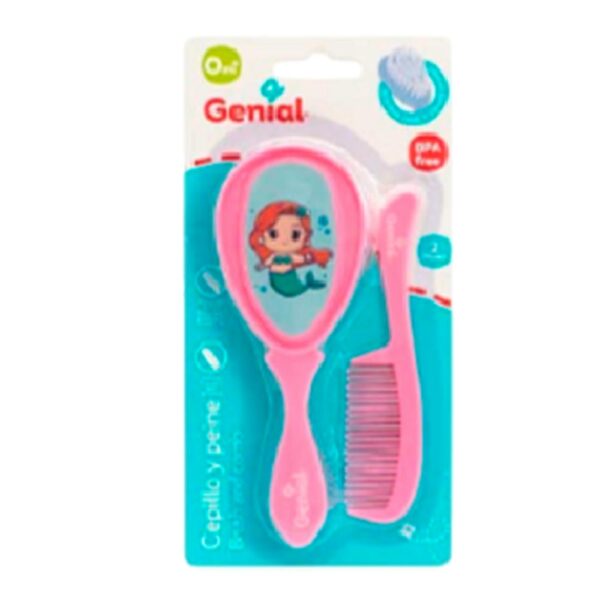 Set de Cepillo y Peine Genial 0m+ Sirena Rosa