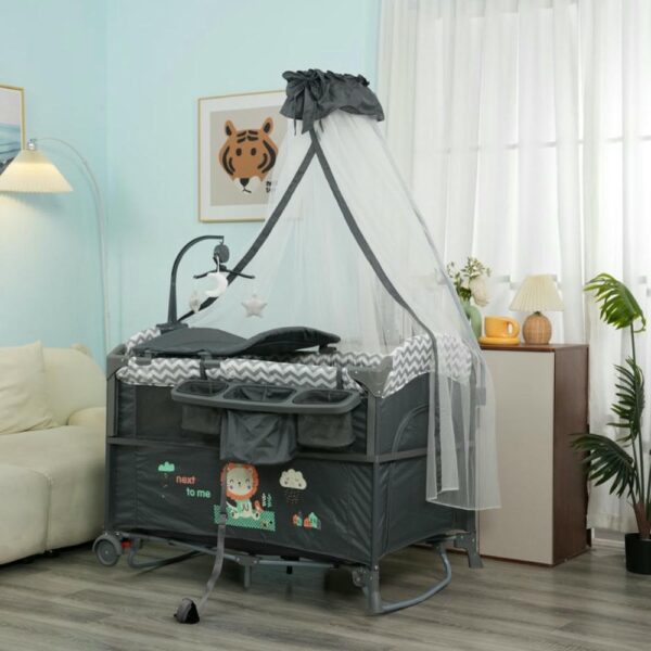 Corral cuna para bebé Gris Burbay uso