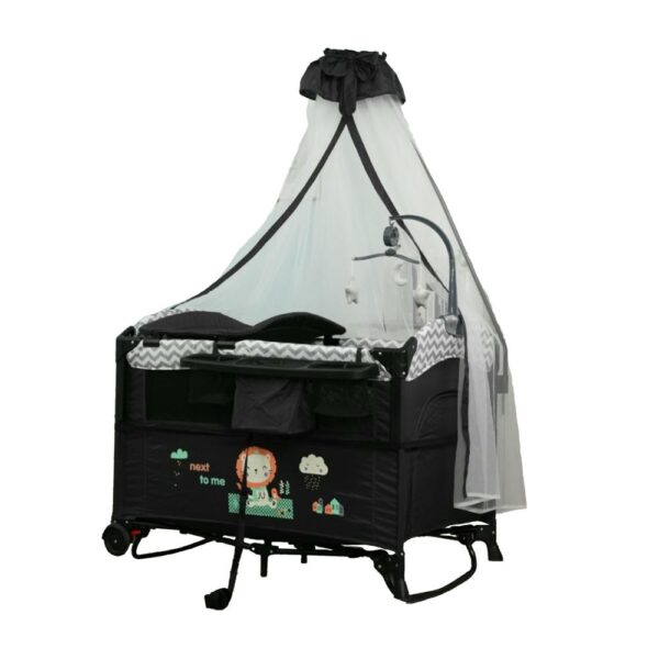 Corral cuna para bebé Negro Burbay