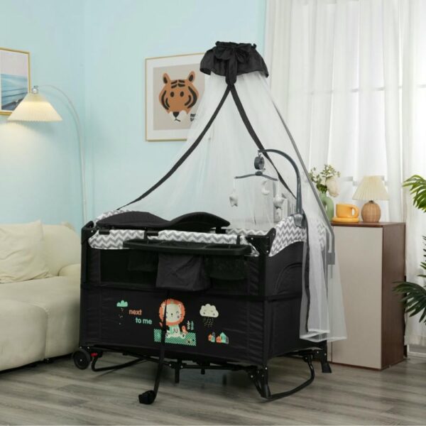 Corral cuna para bebé Negro Burbay uso