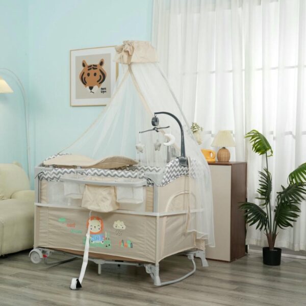 Corral cuna para bebé Beige Burbay uso