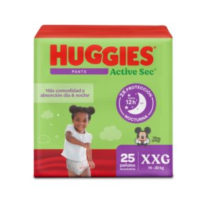 Pañales Huggies Active Sec Pants Etapa 5/XXG Más Comodidad y Absorción 25U