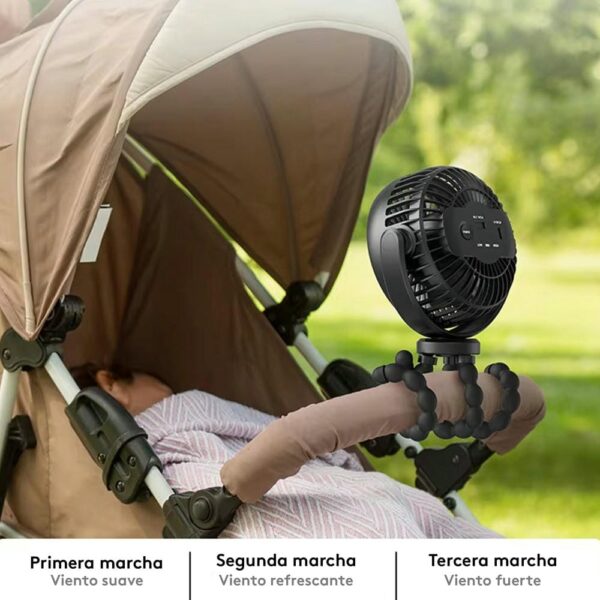 Ventilador Mini Portable Trípode Blanco Creciendo Juntos uso en coche