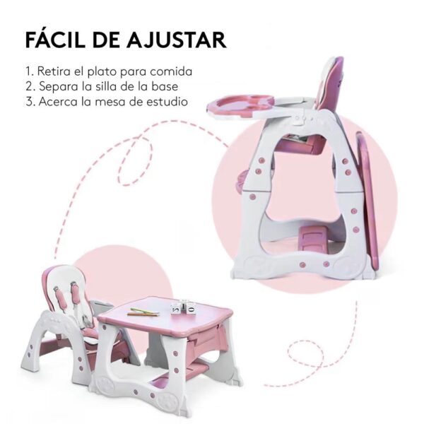 Silla De Comer Noah Multifunción Rosa Creciendo Juntos ajuste