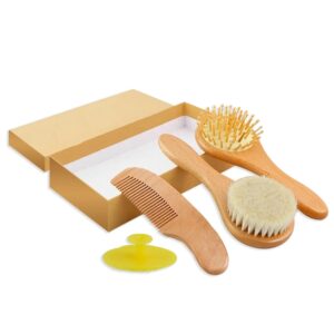 Set de 4 Cepillos de Peinar de Madera Creciendo Juntos